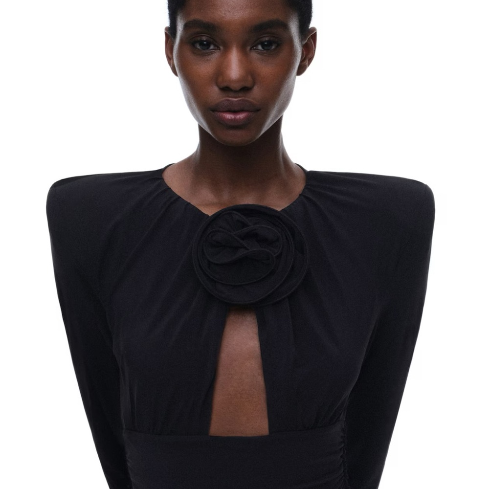 Magda Butrym Black Ruched Tie Front Bodycon Dress